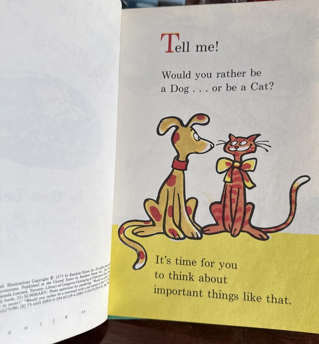 Would You Rather Be a Bullfrog? Hardcover Book by Theo LeSieg (Dr.Seuss) 1975 BC - 9