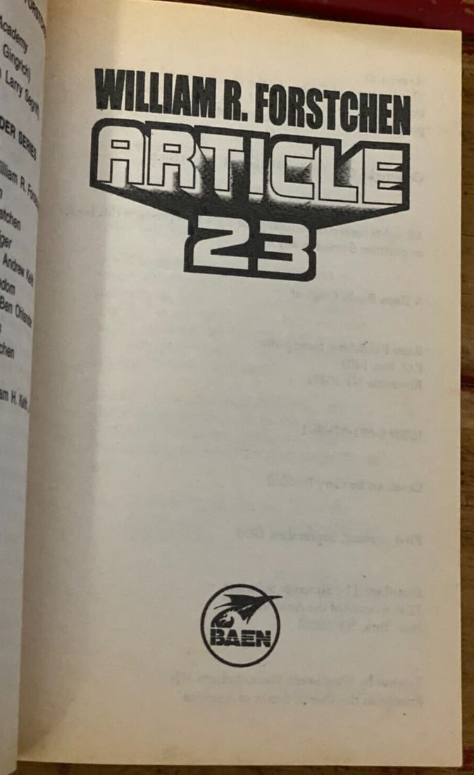 Article 23 William R. Forstchen PB BAEN 1st Ed/Print Sept.1998 Very Good/LikeNew - 4