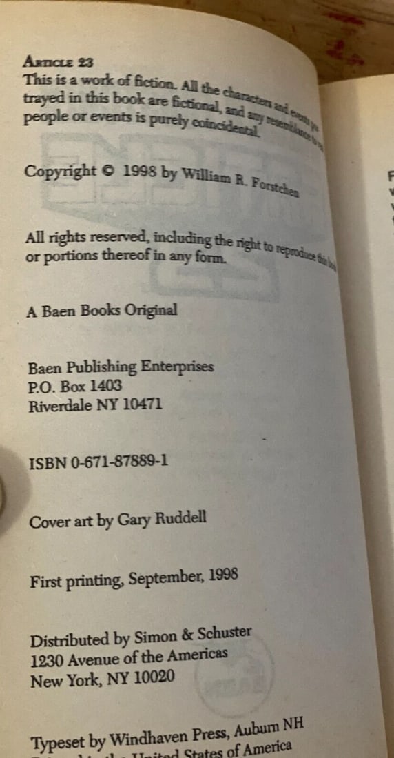 Article 23 William R. Forstchen PB BAEN 1st Ed/Print Sept.1998 Very Good/LikeNew - 5