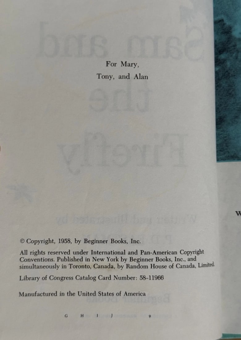 Sam and the Firefly 1958 By P.D. Eastman First Ed, Early Printing BC Like New - 3