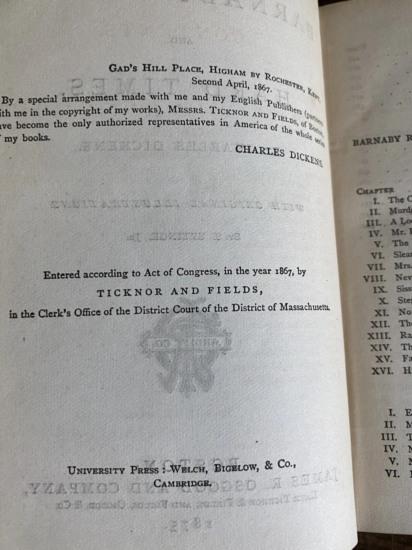 Dickens' Works Illustrated Barnaby Rudge, Hard Times 1875 HC James R.Osgood Ill. - 10
