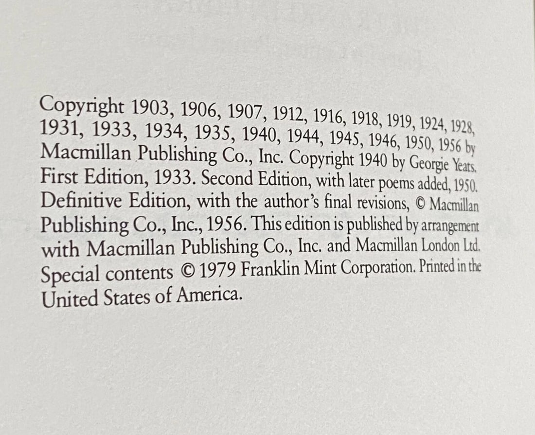 Franklin Library The Collected Poems of W. B. Yeats Leatherbound Illustrated - 4