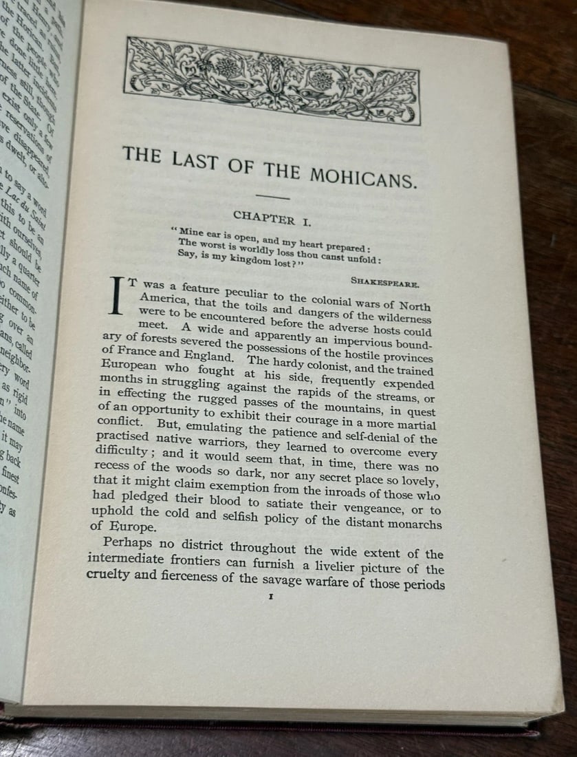 Coopers Works James Fenimore Cooper Last Of The Mohicans Mohawk Ed. Putnam VG - 10