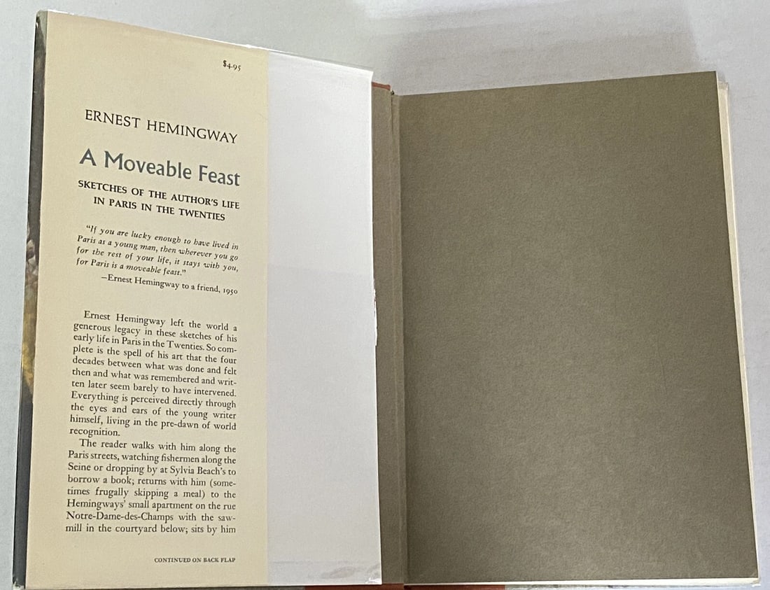 Ernest Hemingway A Moveable Feast Charles Scribner's Sons 1964 1st/1st HC/DJ VG - 6