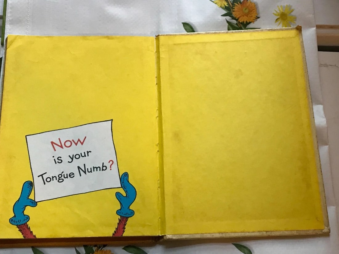 VTG Dr. Seuss Book 1965 Beginner Books Fox in Socks Board Books Large Type 1st - 8