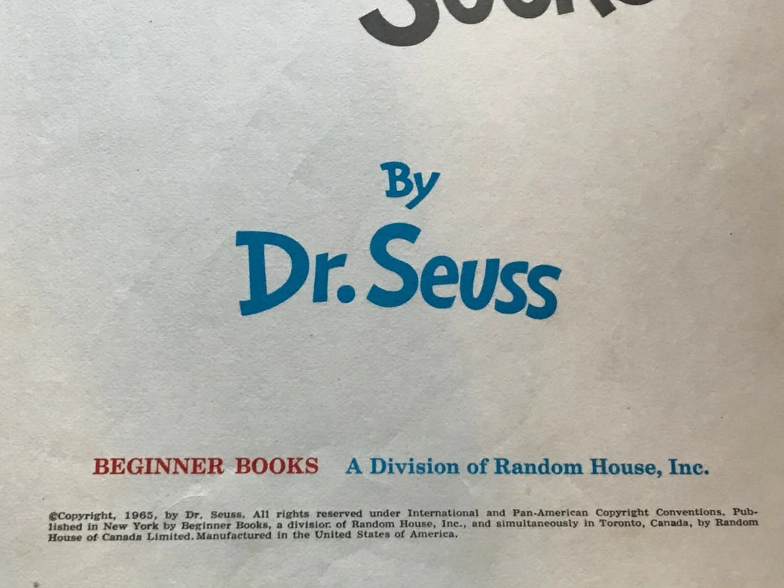 VTG Dr. Seuss Book 1965 Beginner Books Fox in Socks Board Books Large Type 1st - 9