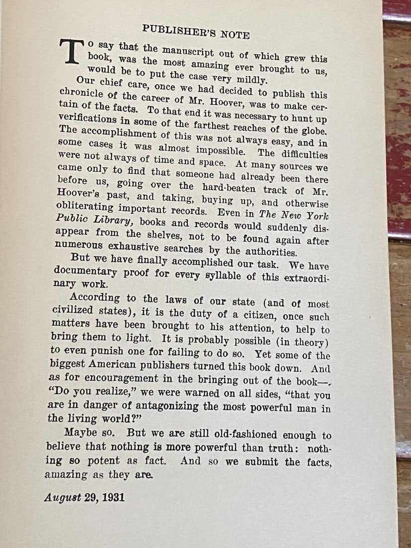 THE STRANGE CAREER of MR. HOOVER UNDER TWO FLAGS 1931 1st/9th HC IllustVery Good - 12