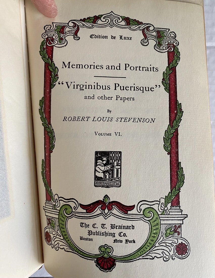 Robert L. Stevenson VirginibusPuerisque DeLuxe LimitedEd. of 1,000 Brainard 1906 - 3