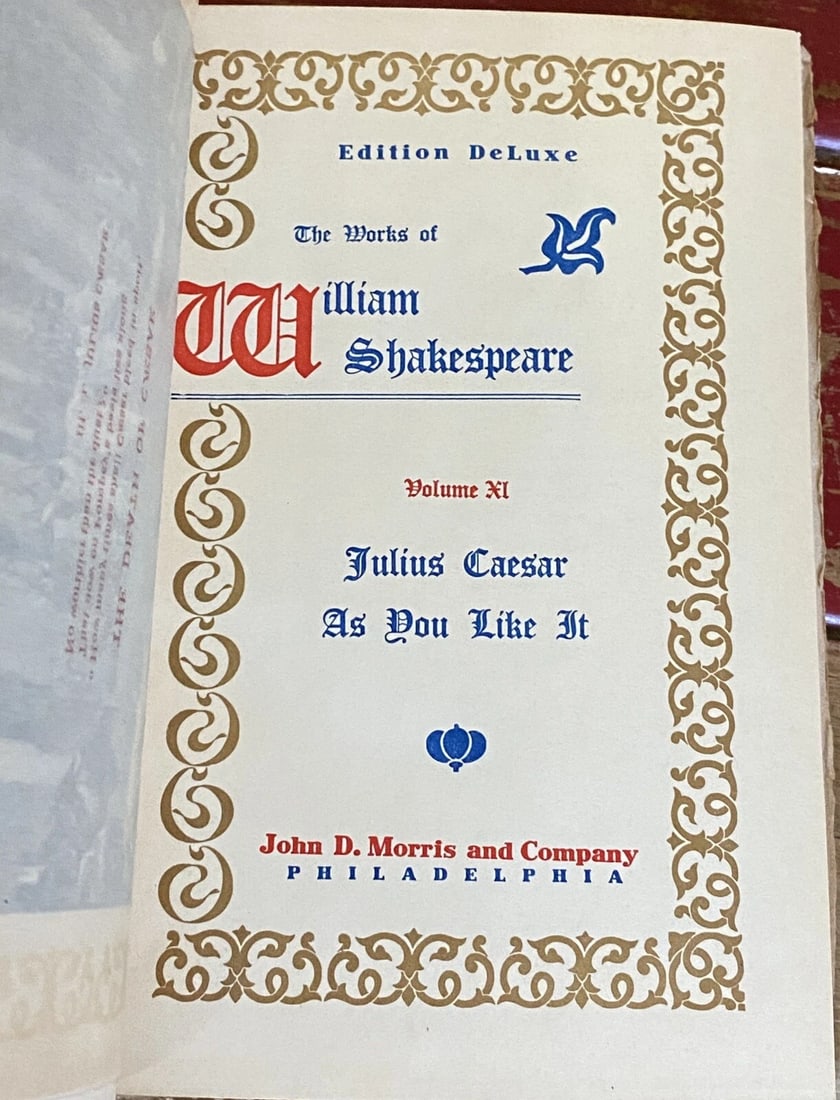 Shakespeares Works Elgin Ed.Vol. XI Julius Caesar, As You Like It Morris 1901 - 3