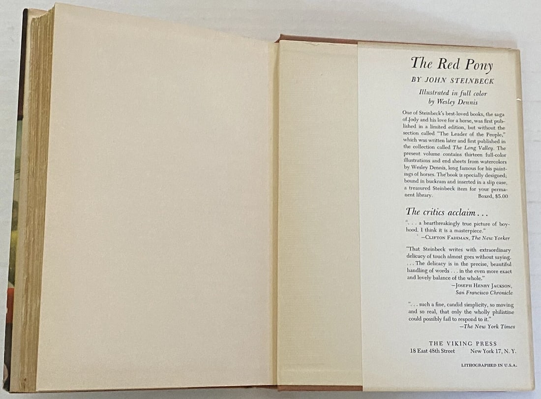 1947 1st Edition/Printing BC "THE WAYWARD BUS" by John Steinbeck HC/DJ N.Fine/VG - 10