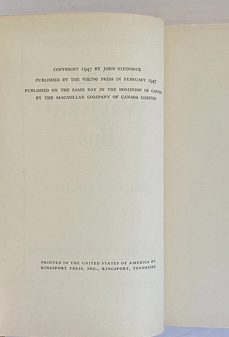 1947 1st Edition/Printing BC "THE WAYWARD BUS" by John Steinbeck HC/DJ N.Fine/VG - 5