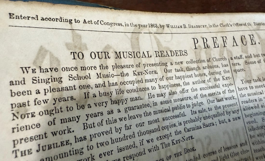 1863 THE KEY-NOTE A COLLECTION OF CHURCH & SINGING MUSIC BY W. BRADBURY Rare! - 6