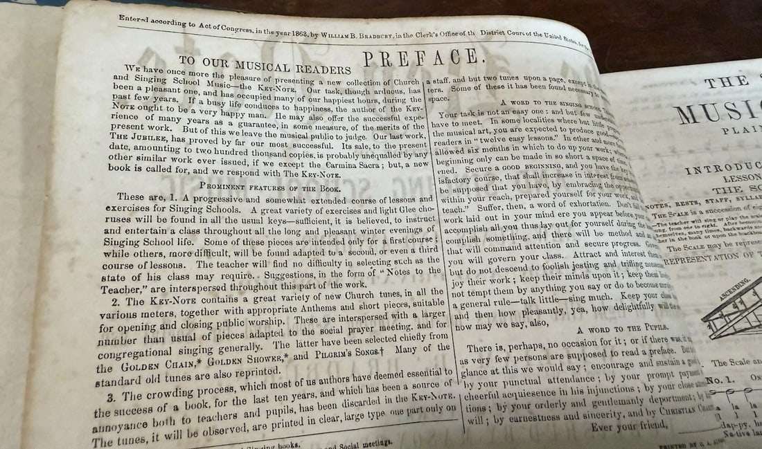 1863 THE KEY-NOTE A COLLECTION OF CHURCH & SINGING MUSIC BY W. BRADBURY Rare! - 7