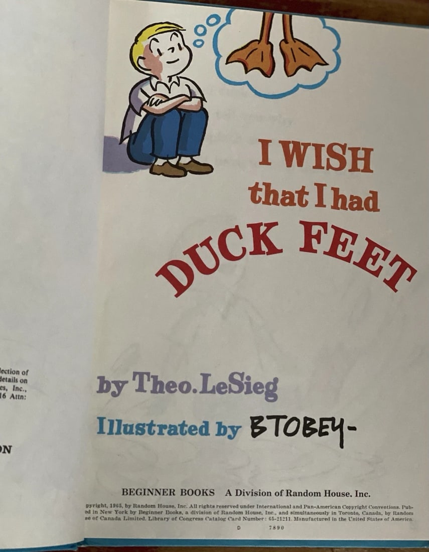 Dr Seuss, Theo LeSieg I Wish That I Had Duck Feet 1st Edition 1965 HC - 3