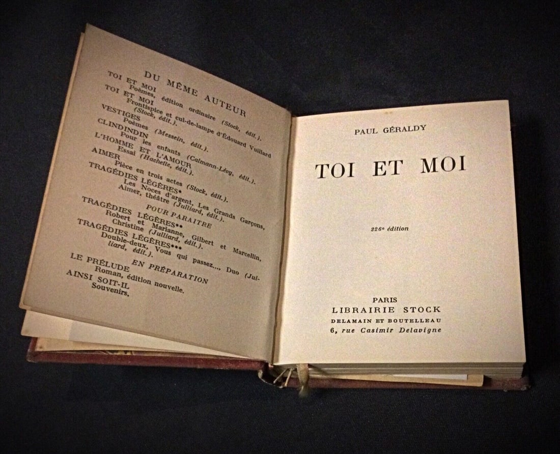 Vintage Book: "Toi & Moi" by Paul Geraldy - 1951 Edition - 3