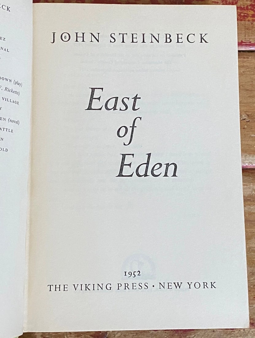 EAST OF EDEN John Steinbeck 1ST ED. 2nd PRE Publication Print HC/DJ Viking 1952 - 3