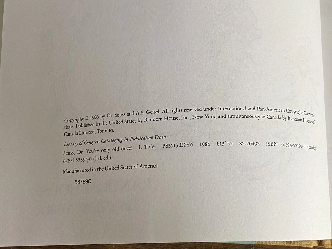 You're Only Old Once by Dr. Seuss Book 1986 1st Edition 5th Printing HB DJ - 4