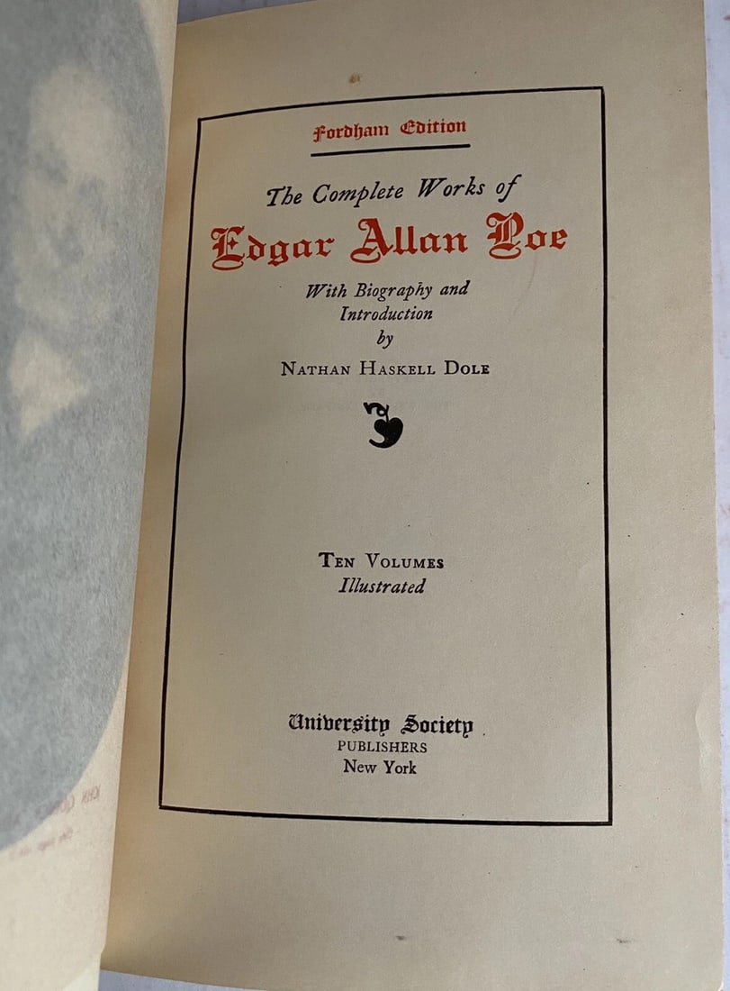 The Complete Works of Edgar Allan Poe 1908 Leather University Royal Ed. RARE - 3