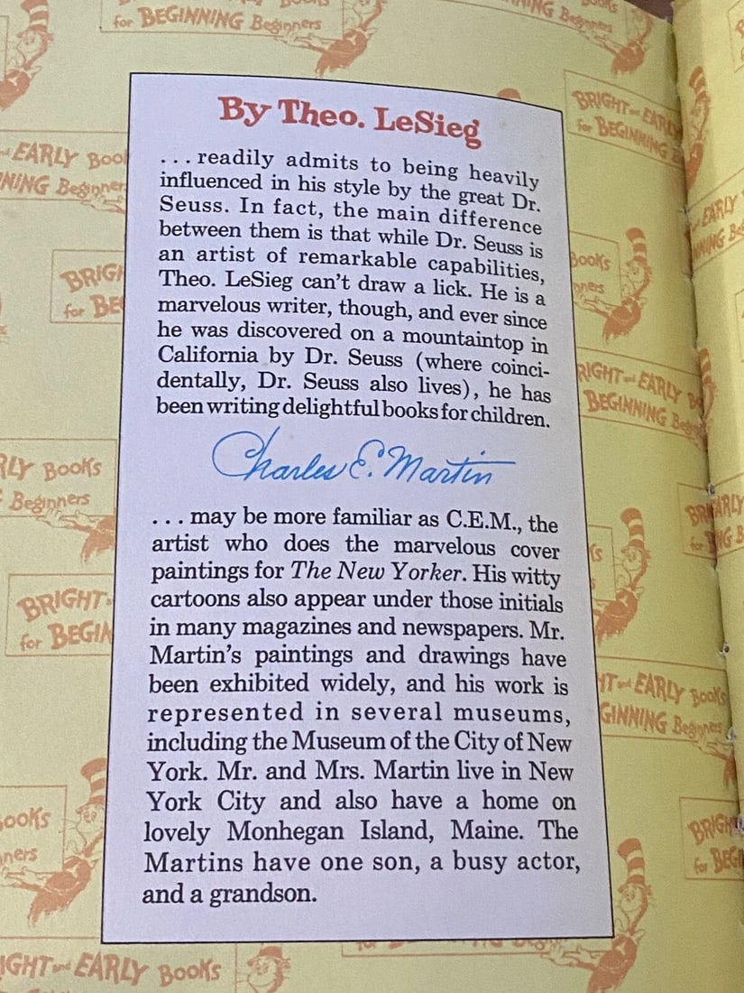 Dr Seuss, as Theo LeSieg HOOPER HUMPERDINK? NOT HIM! 1976 1st BC ED/Print RARE - 17