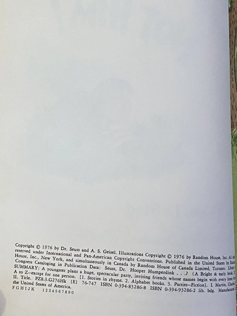 Dr Seuss, as Theo LeSieg HOOPER HUMPERDINK? NOT HIM! 1976 1st BC ED/Print RARE - 4