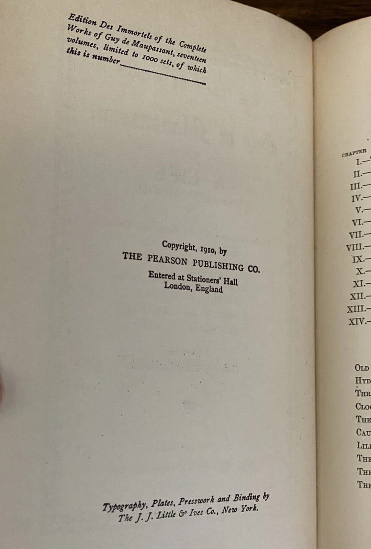 Guy De Maupassant Vol. VI A Llife, Inheritance 1910 Pearson Publishing Illus.HC - 5