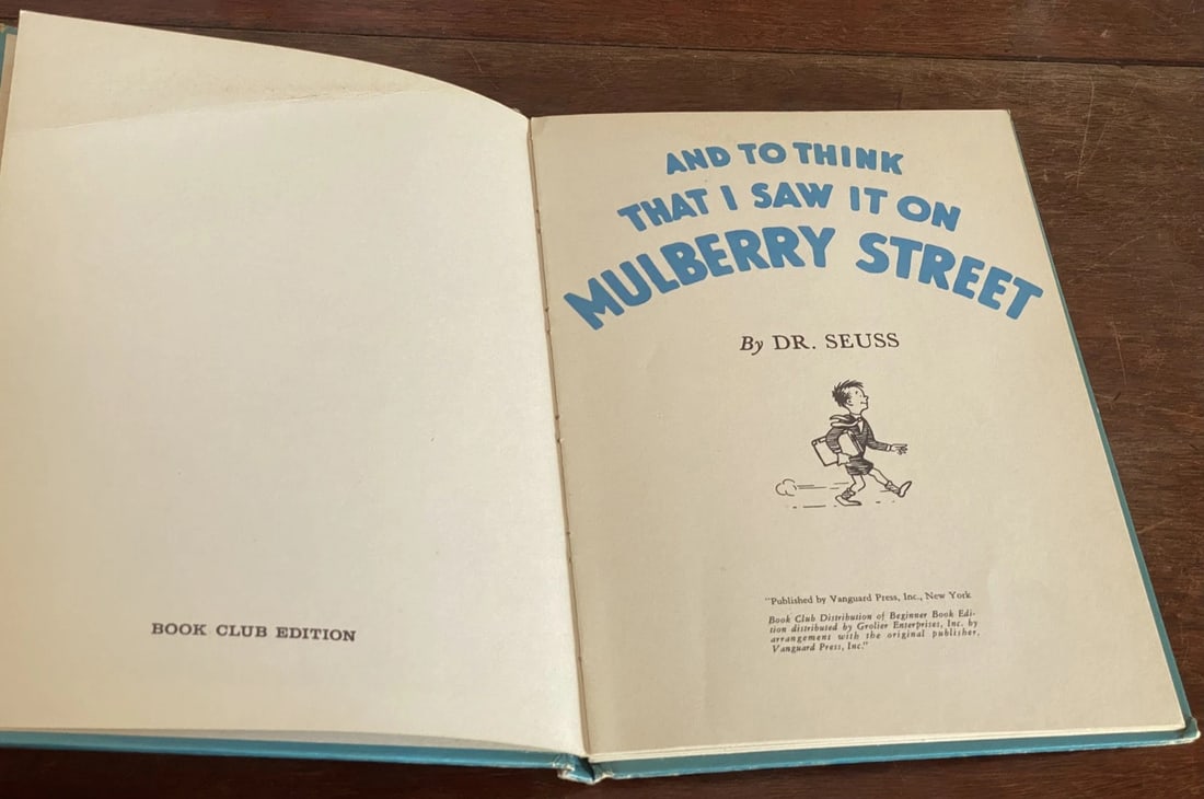 And To Think That I Saw It On Mulberry Street Dr. Seuss Book Club 1937 1stEd/1st - 4