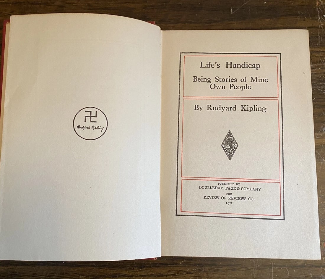 Life's Handicap By Rudyard Kipling 1912 With Swastika Doubleday HC - 3