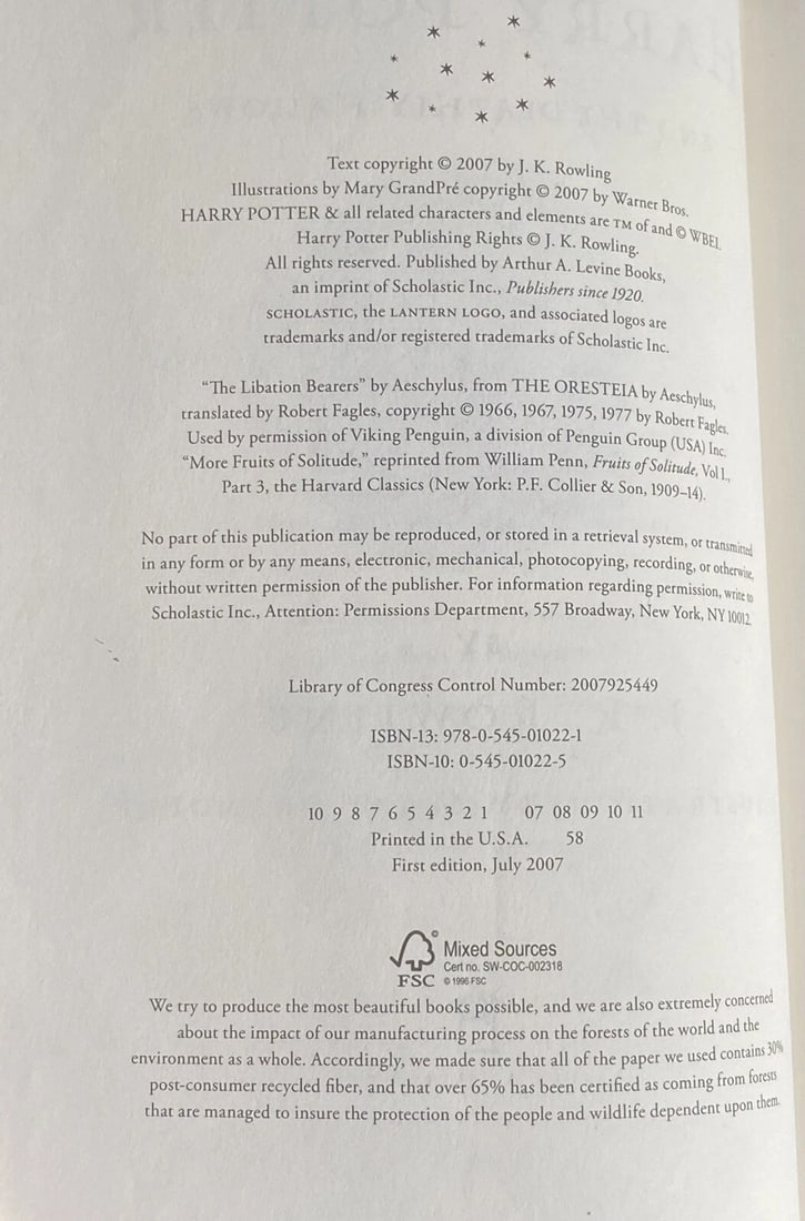 Harry Potter and the Deathly Hallows J.K. Rowling 1st/1st 2007 RARE Page Error - 4