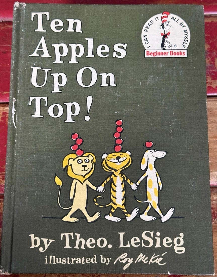 Dr. Seuss 1961 Vtg Book Club Ed Ten Apples Up On Top Theo Lesieg 1st Ed/ 1st Pr - 2
