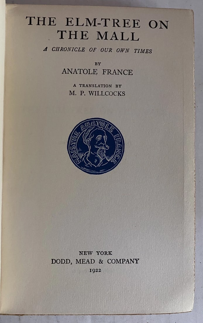 Antique Book The Elm Tree On The Mall Anatole France Blue Leather 1922 Dodd Mead - 3