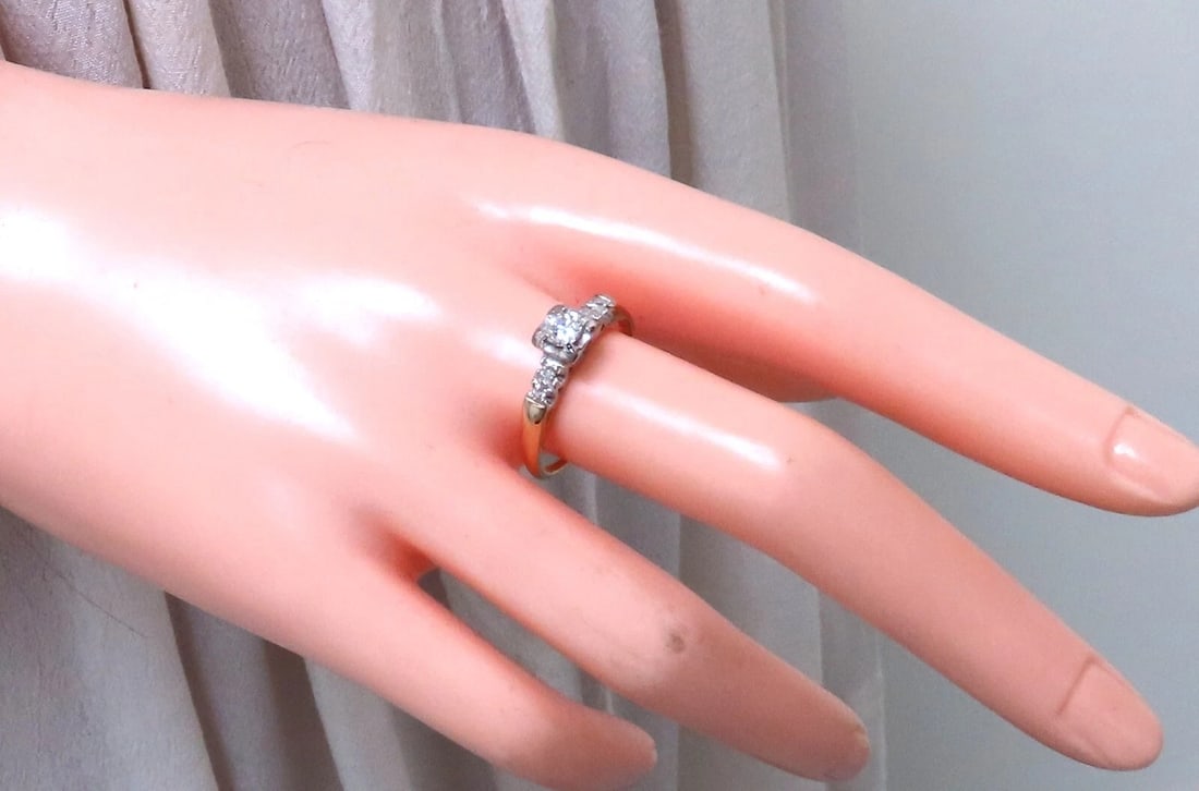 Vintage Natural Diamond Engagement ring .40ct 14kt Gold - 4
