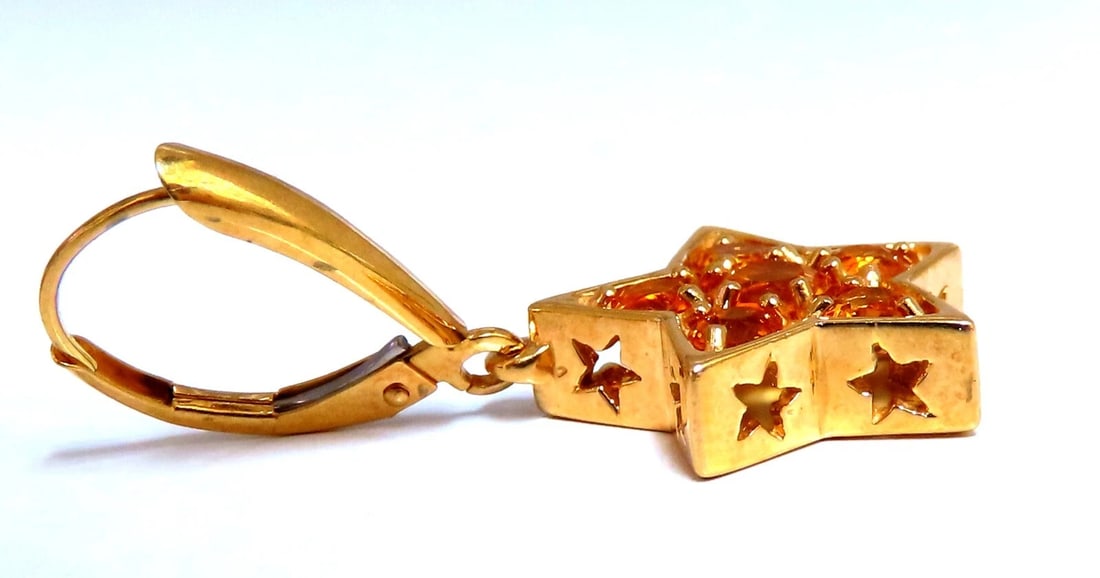 2ct Natural Citrine Star Dangle Earrings 14kt** - 6