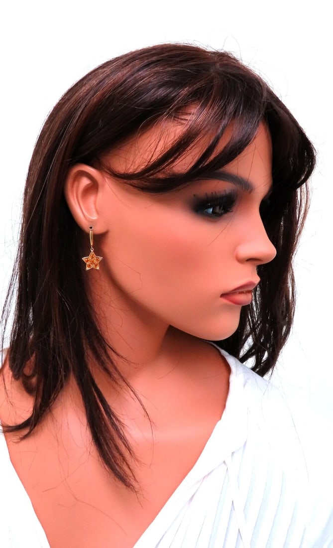 2ct Natural Citrine Star Dangle Earrings 14kt** - 7