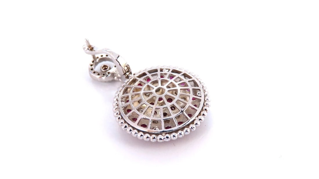 Natural 5.20ct Ruby Diamonds Dangle Earrings 14kt Bullseye Statement** - 4