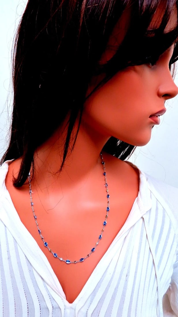 13.92ct Natural Tanzanite Fancy Diamonds Yard Necklace 14kt** - 2