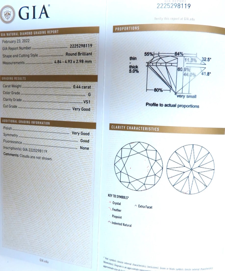 GIA Certified .44ct Diamond Solitaire Necklace G/Vs1** - 7