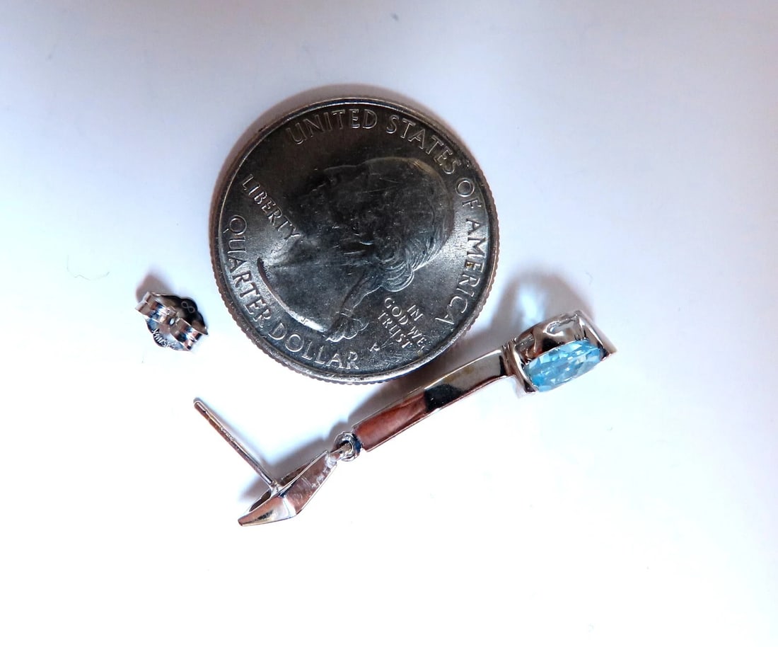 2.00ct Natural Blue Topaz Dangle Earrings 14kt Gold** - 2