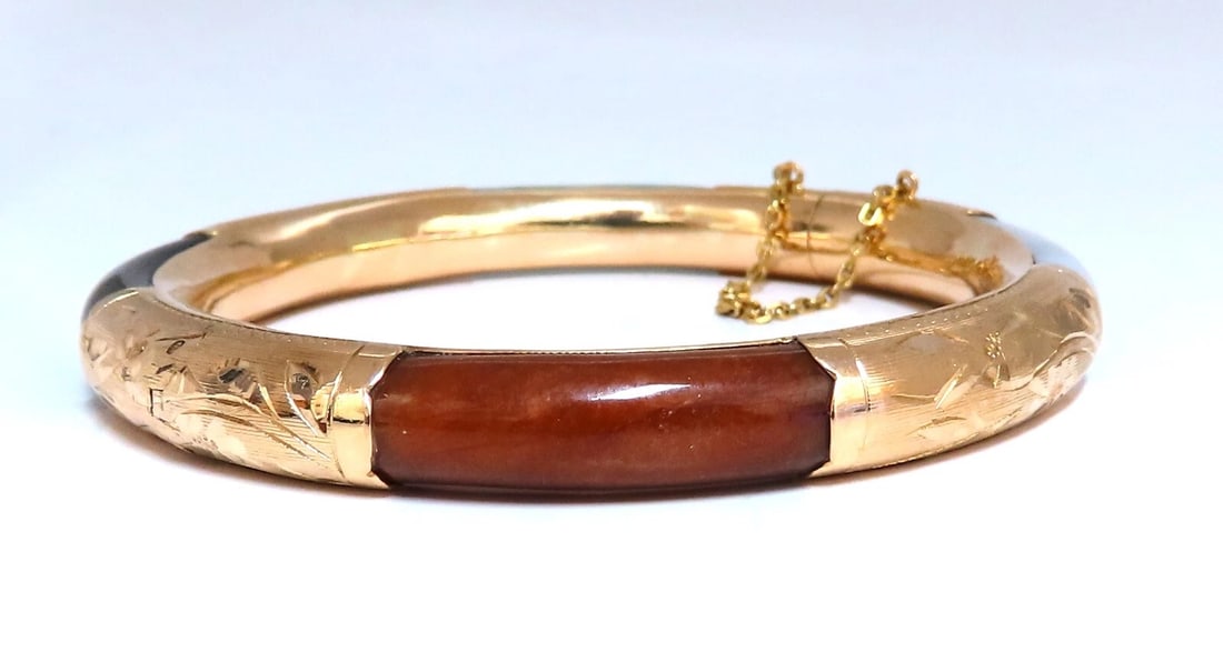 Jade Bangle Bracelet 8.4mm 14kt gold** - 2