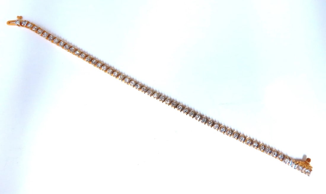 2.02ct. natural round diamonds bar tennis bracelet classic 14 karat gold** - 2