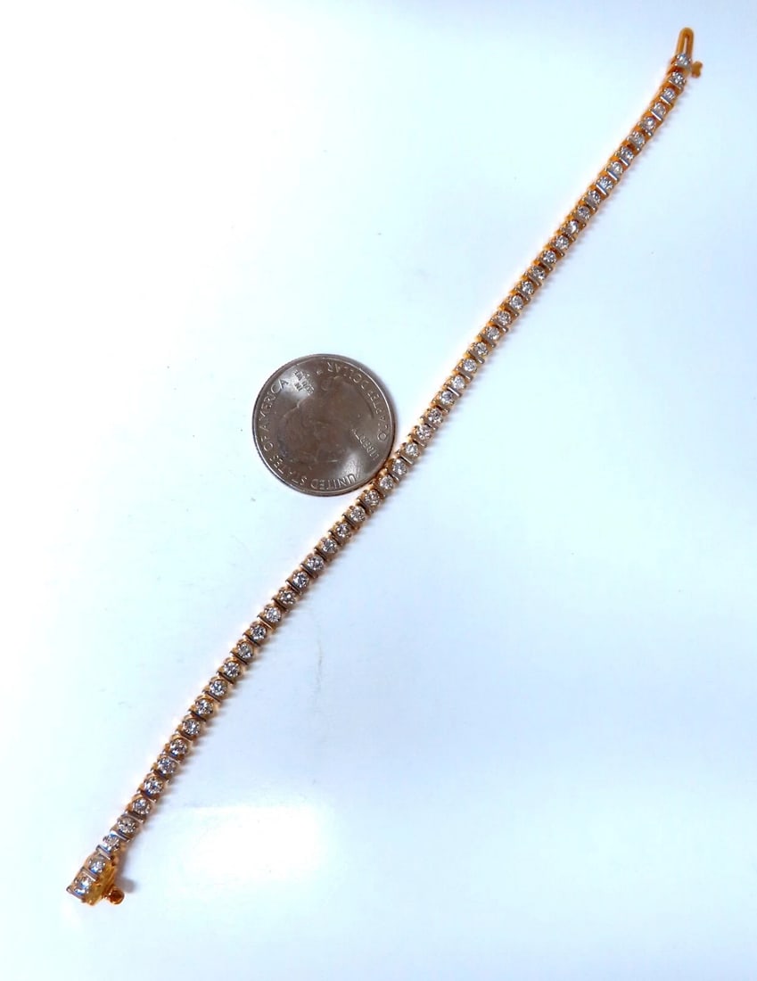 2.02ct. natural round diamonds bar tennis bracelet classic 14 karat gold** - 3