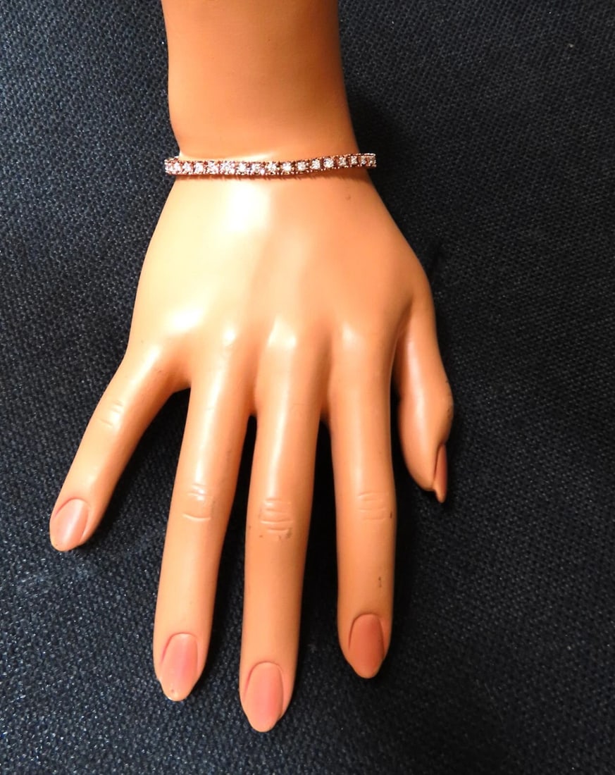 2ct. natural round diamonds tennis bracelet classic 14 karat rose gold** - 6