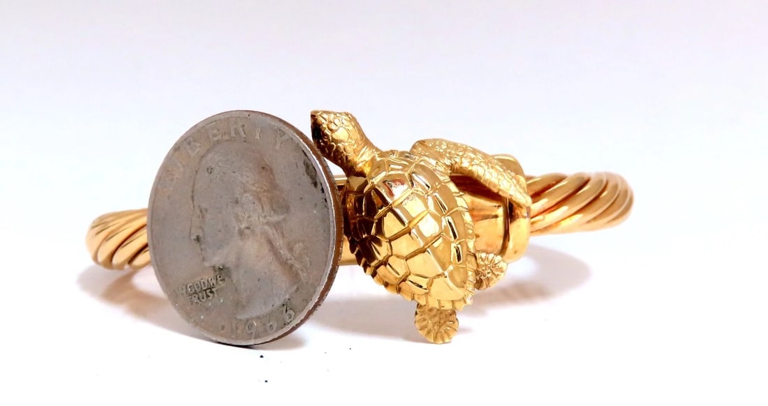 Turtle Candy Cane Twist Bangle 14kt** - 5