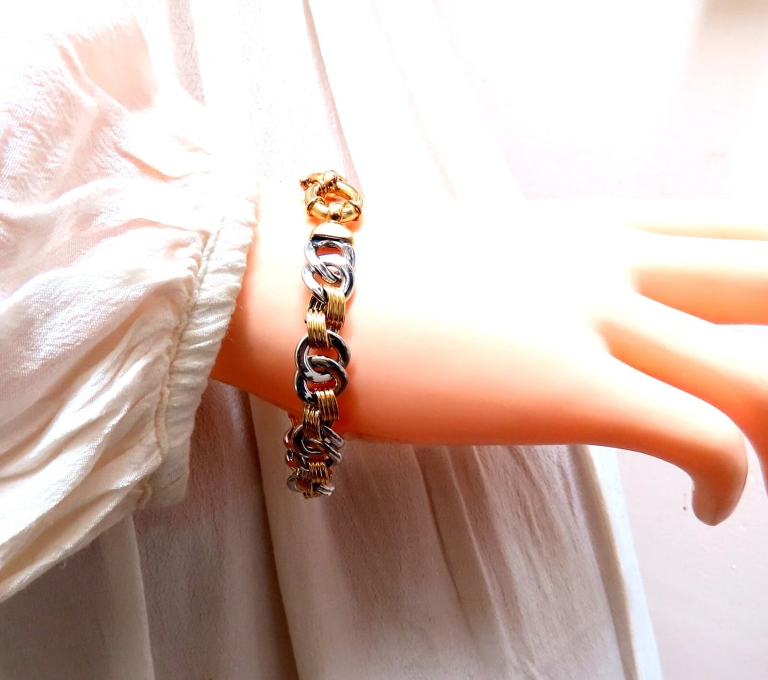 Two Toned Chain Link Loop Bracelet 14kt gold** - 4