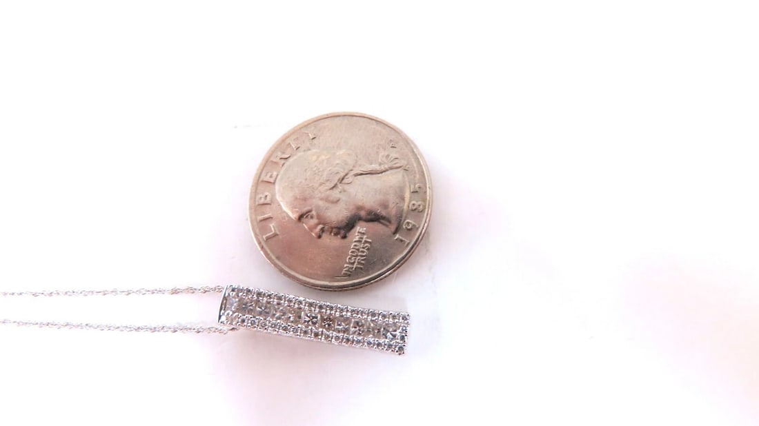 .80ct Natural princess cuts and rounds Diamonds Slope Pendant Necklace 14kt Zen* - 4