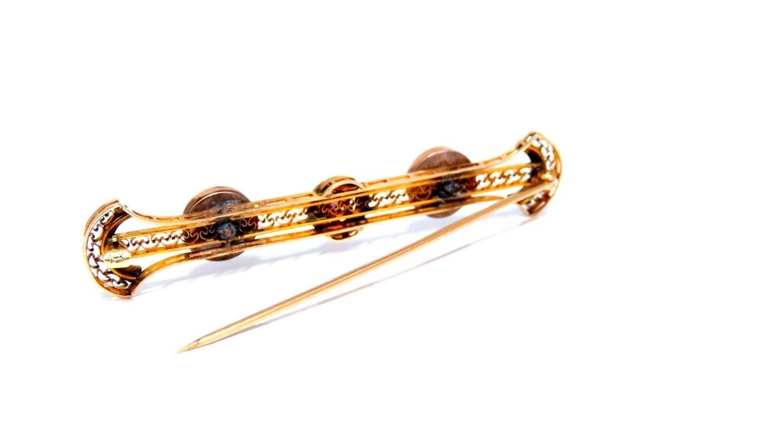 Antique Amethyst Edwardian Deco Pin 14kt** - 2