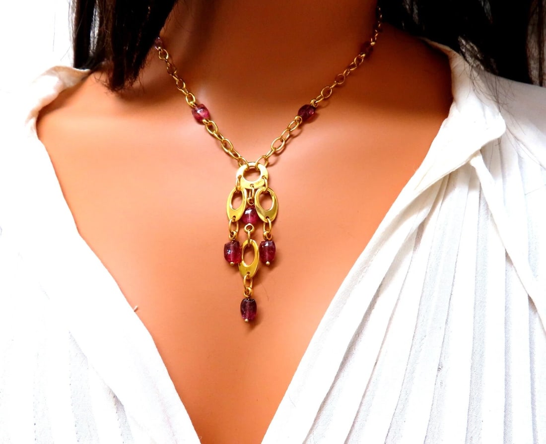 10ct Natural Tourmaline Dangle Necklace 14kt** - 6