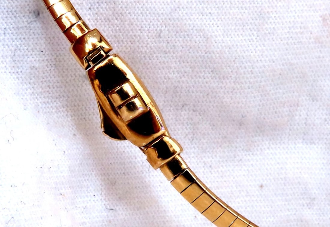 3ct Natural Green Round Tourmaline Mod Deco Necklace Omega 14kt** - 3