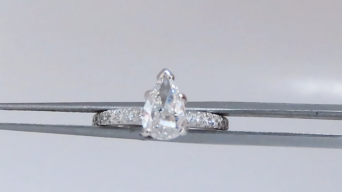 GIA Certified .54ct Natural Pear Shaped Diamond Ring 14kt** - 2