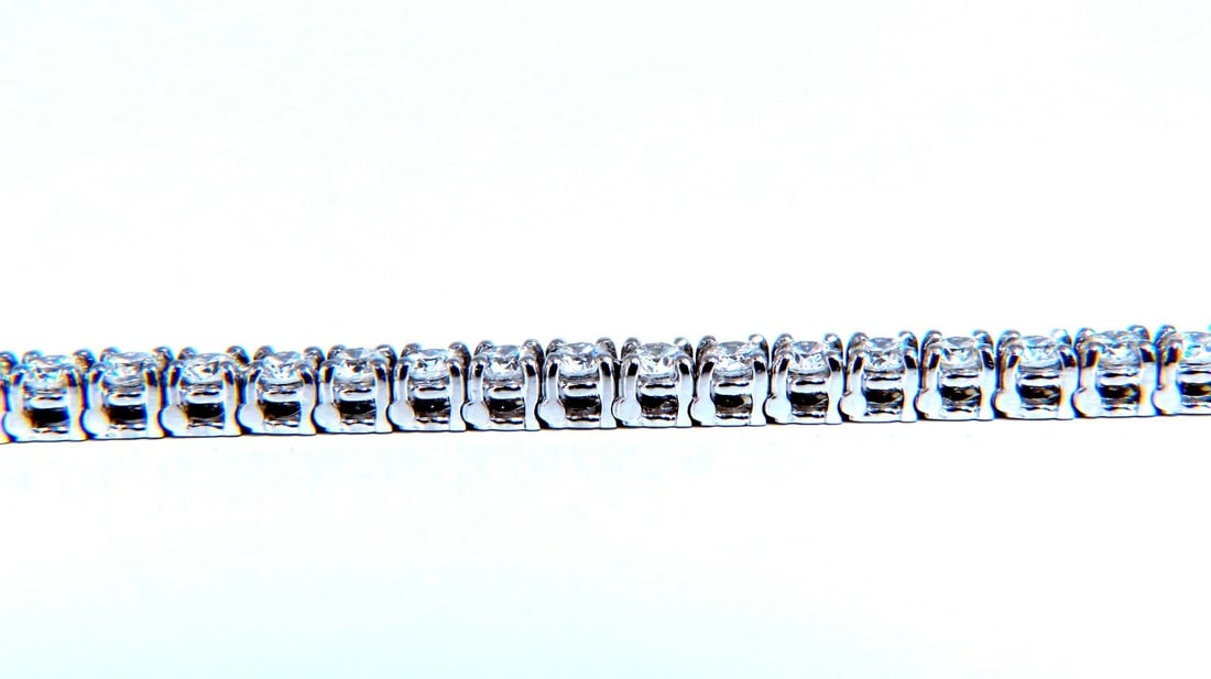 6.02 carat natural round diamonds link tennis bracelet 14kt gold** - 3