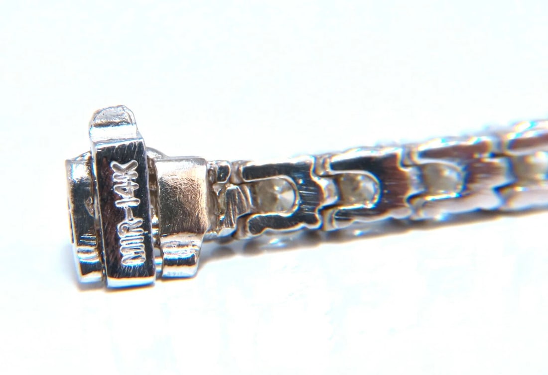 6.02 carat natural round diamonds link tennis bracelet 14kt gold** - 4
